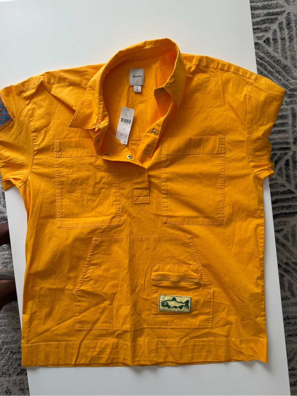 Maeve Yellow Patch-Embroidered Pullover Jacket - Picture 7 of 7